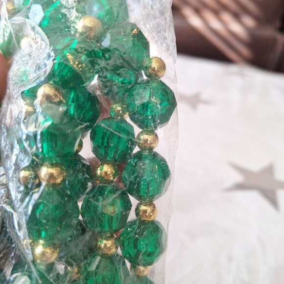 Vintage Roman Inc Garland Hard Plastic Green & Gold Original Packaging - Picture 3 of 6